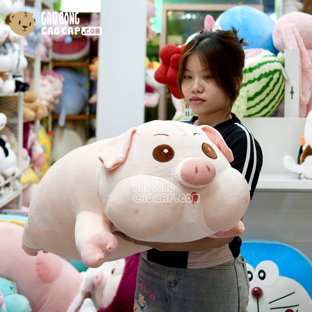 Heo Bông Nằm Thêu Bình Sữa