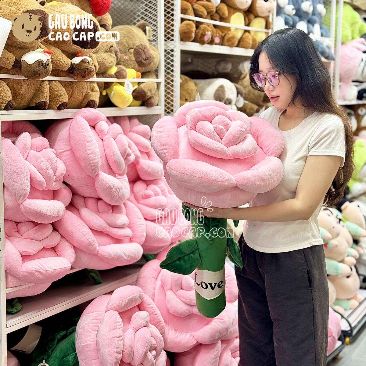 Gấu Bông Hoa Hồng Phấn Khổng Lồ 