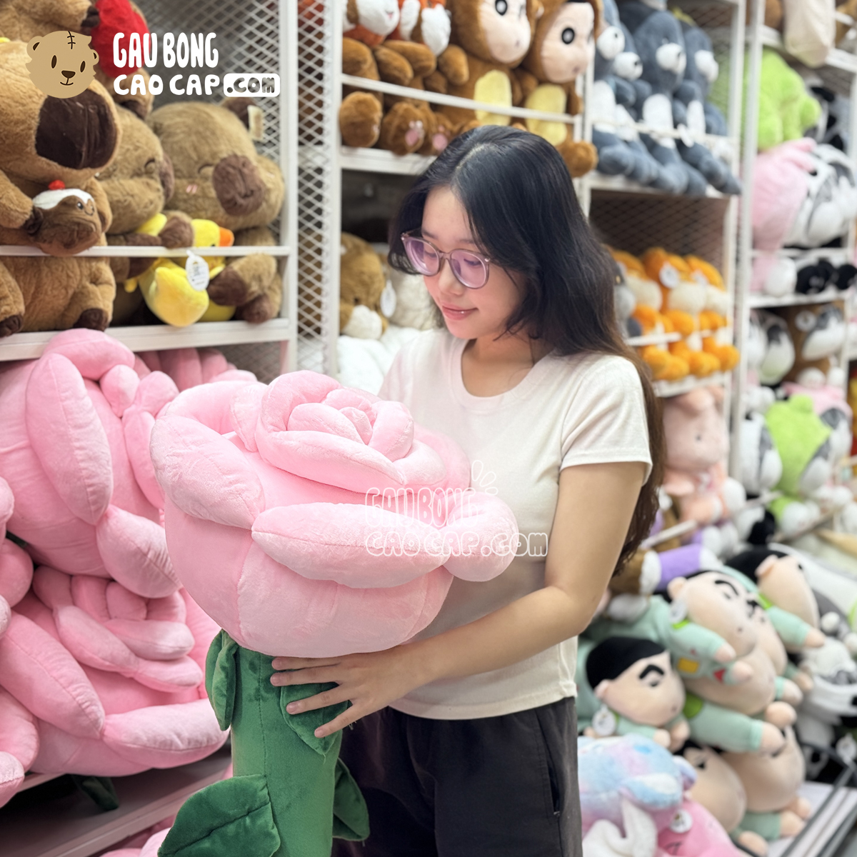 Gấu Bông Hoa Hồng Phấn Khổng Lồ 