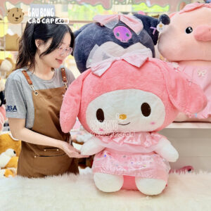 Gấu Bông Melody Đầm Voal Hồng Chấm Bi Lấp Lánh