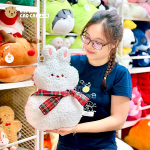 Gấu Bông người tuyết Thỏ Bông Noel choàng khăn caro