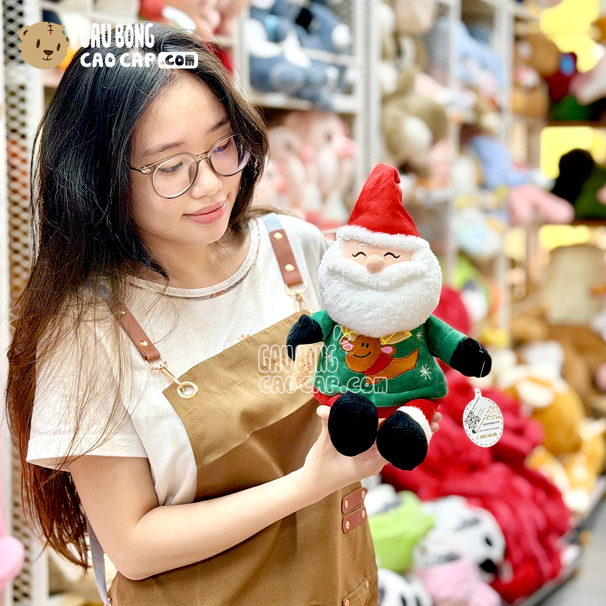 Gấu Bông Ông Già Noel mặc áo thêu tuần lộc