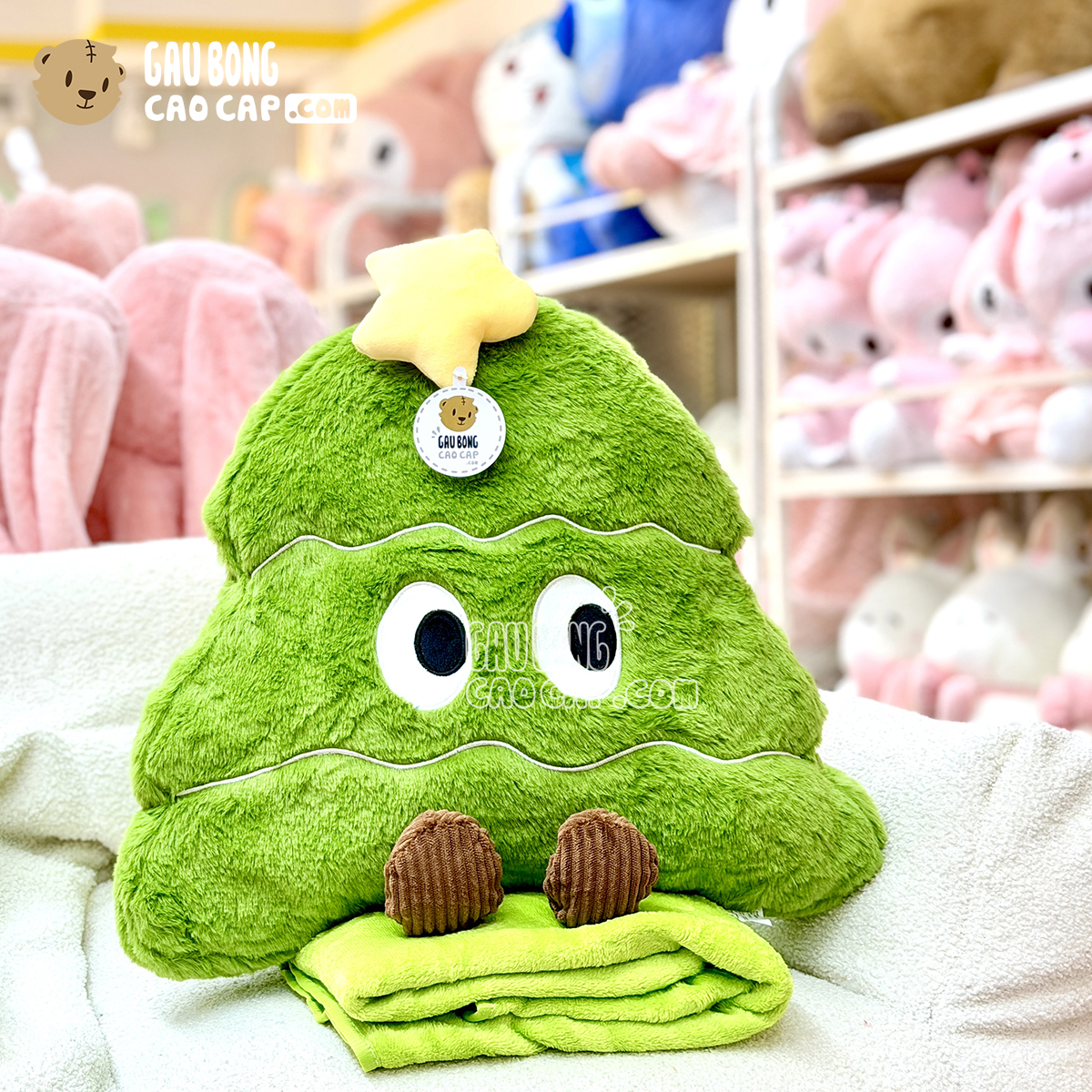 Gấu Bông Cây Thông Noel có mền 2in1