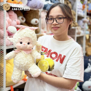 Cừu Bông Baby đeo nơ hồng