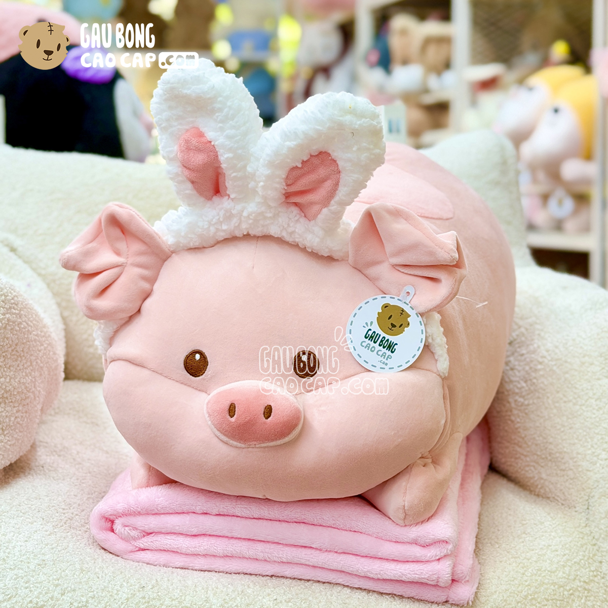 Mèo Bông Hoàng Thượng cosplay Lotso Dâu có mền 2in1