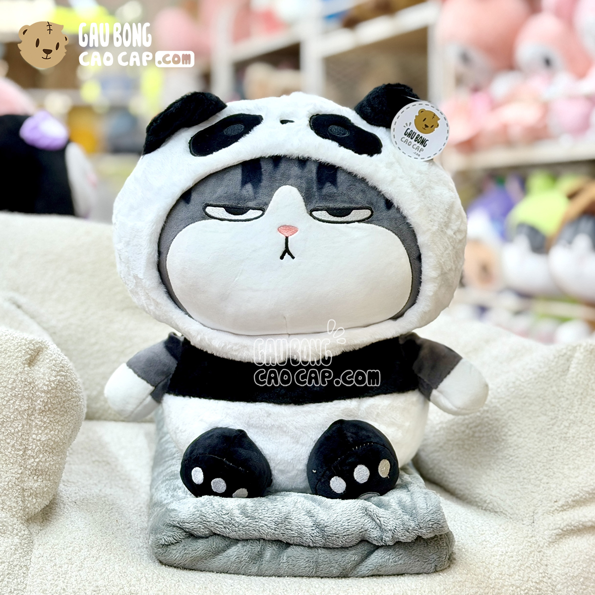 Gối mền 2in1 Mèo Bông Hoàng Thượng cosplay Panda