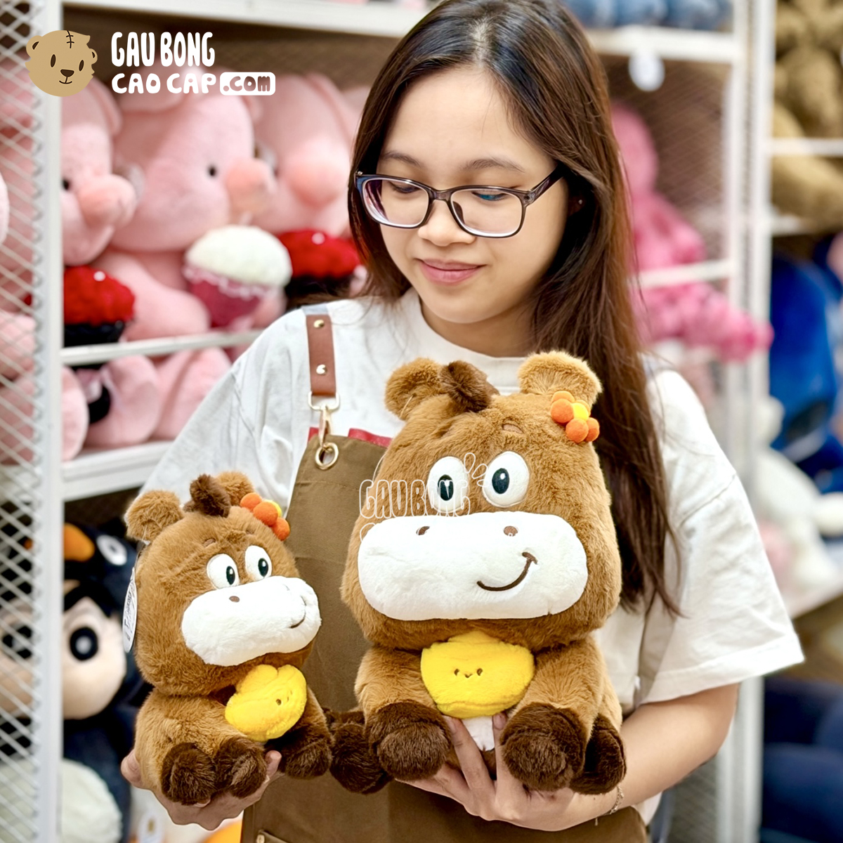 Ngựa Bông Baby cầm Vàng