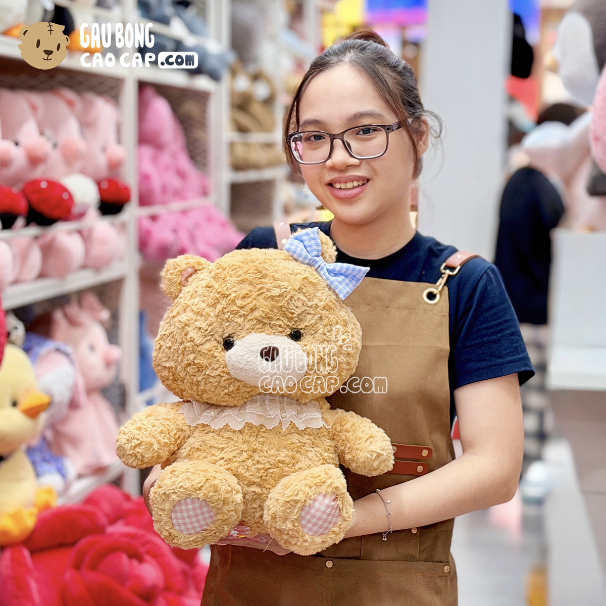 Gấu Vàng Baby Nơ Caro