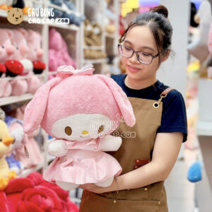 Gấu Bông Melody Đầm Voal Hồng Chấm Bi Lấp Lánh