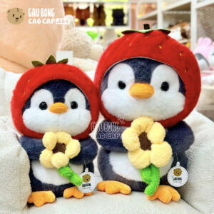 Gấu Bông Chim Cành Cụt Dâu cầm Hoa