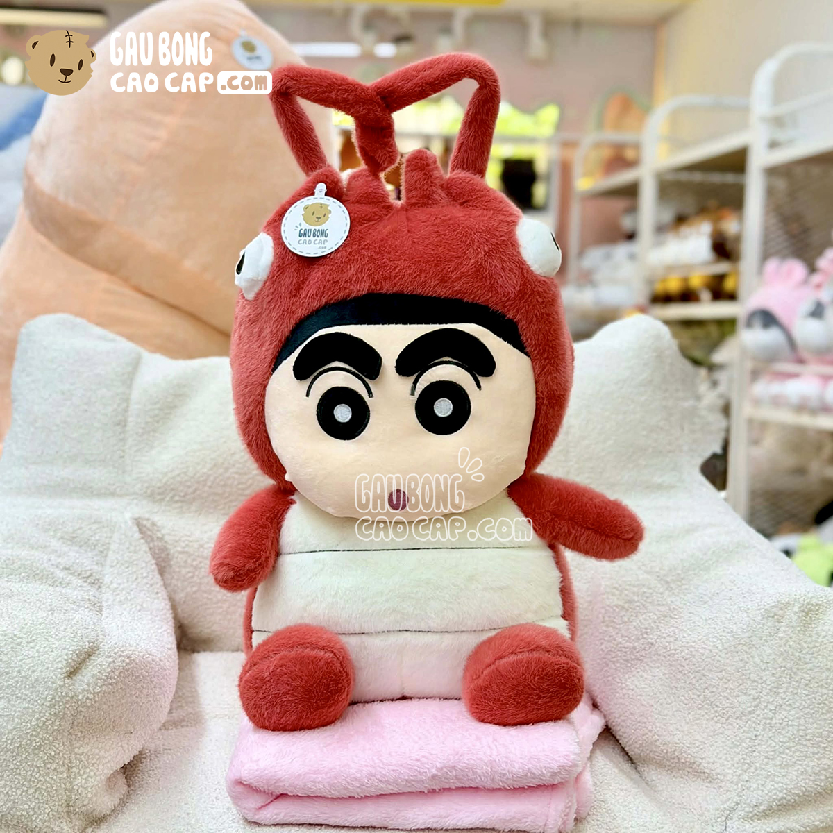 Gấu Bông Shin Tôm Hùm có mền 2in1