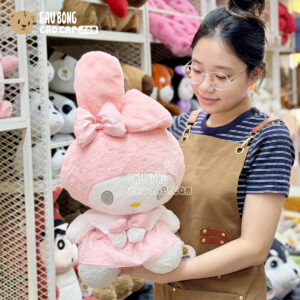 Gấu Bông Melody đầm hồng đeo nơ