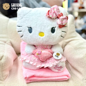 Gấu có mền 2in1 Hello Kitty mặc đầm voal