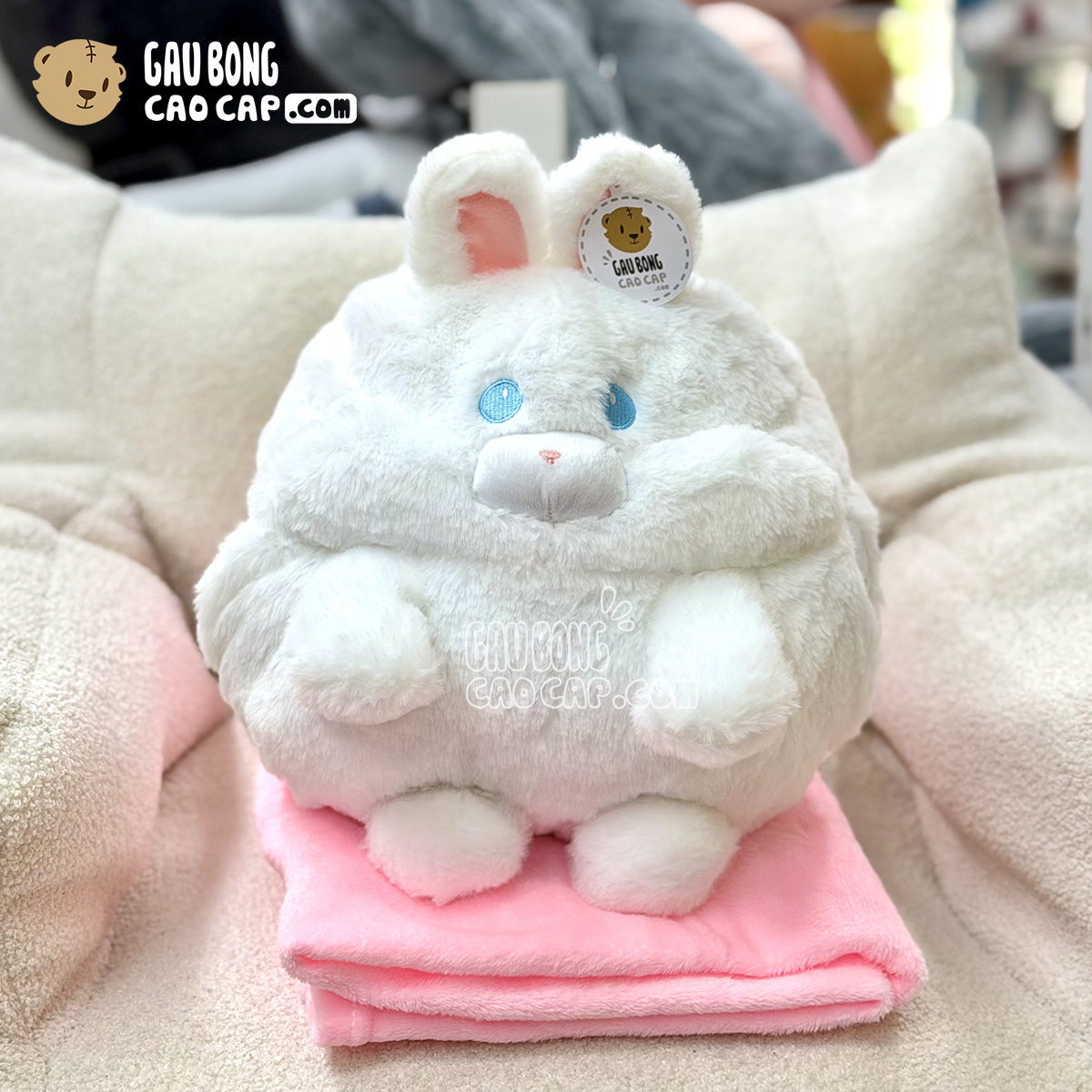 Gấu có mền 2in1 Thỏ Bông Trắng lông Smooth