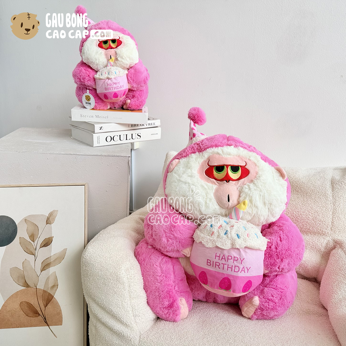Gấu Bông Kingkong Hồng Happy Birthday