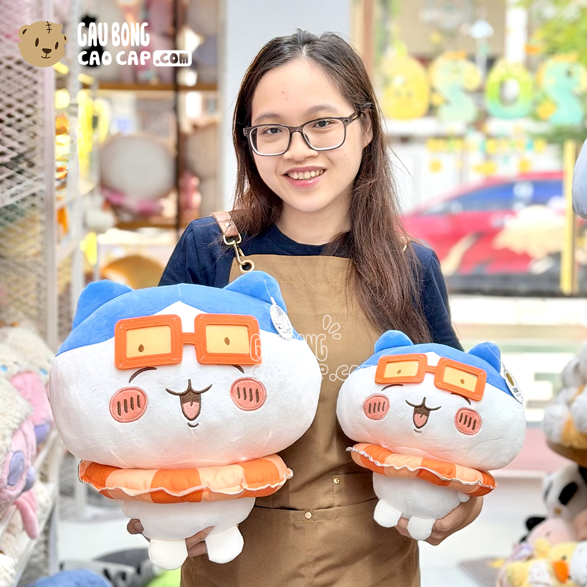 Gấu Bông Chiikawa Đeo Phao - Cam