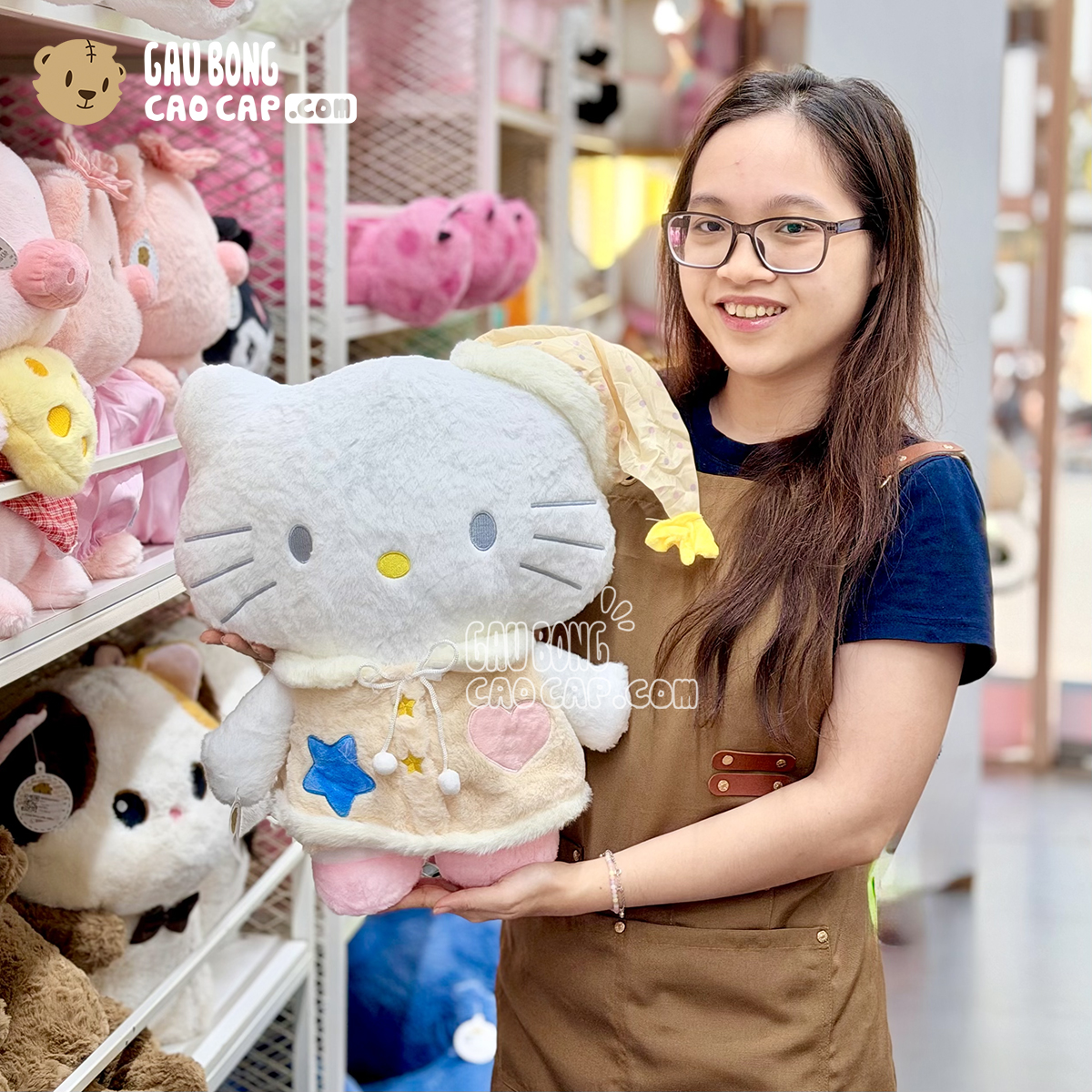 Gấu Hello Kitty Mặc Đồ Ngủ Thêu Sao