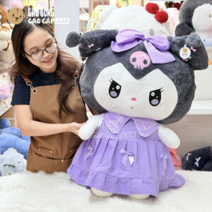 Gấu Bông Kuromi Đầm Tím Cổ Sen Đính Nơ
