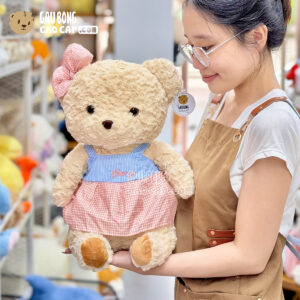 Gấu Teddy Đeo Nơ Mặc Đầm Cherry