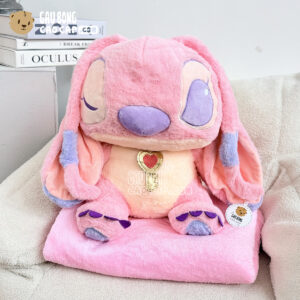 Gấu Bông Stitch Angel hồng có mền 2in1